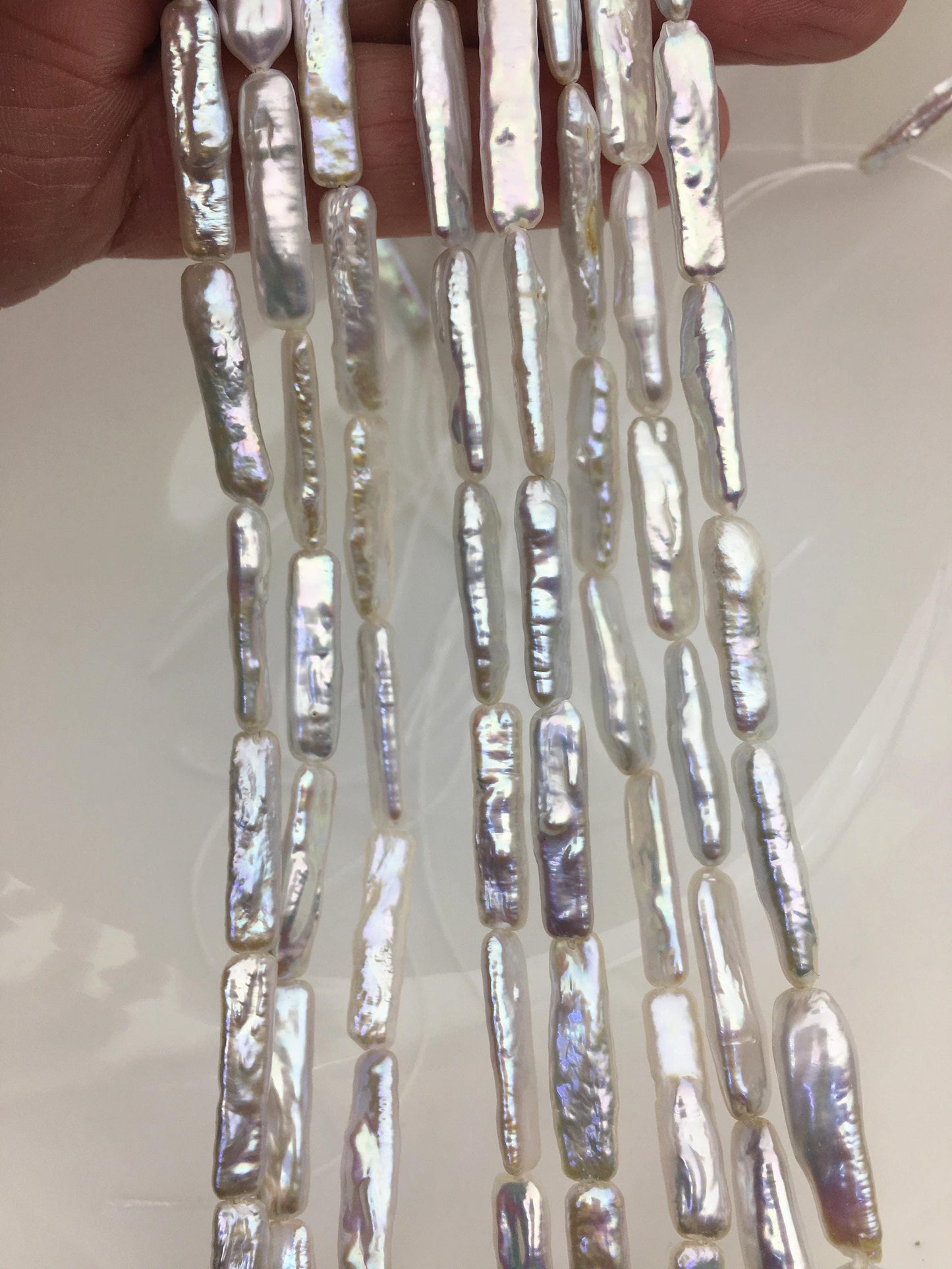 15.5'' AA+ 5-6mm White rectangle pearls,ZS-80-17