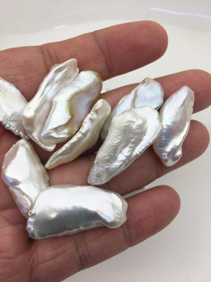 15pcs AAA 13-18mm big white biwa keshi Freshwater Pearls, no hole,ZS-80-1-9