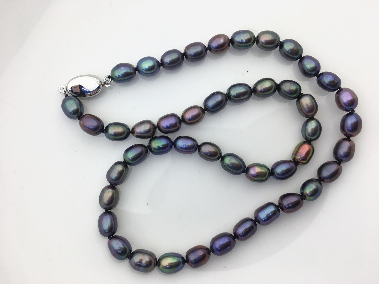 17.5'' AA+ 6-7mm green rice freshwater Pearl necklace,NPN1-T35