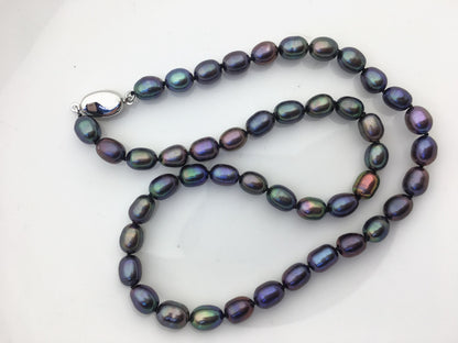 17.5'' AA+ 6-7mm green rice freshwater Pearl necklace,NPN1-T35