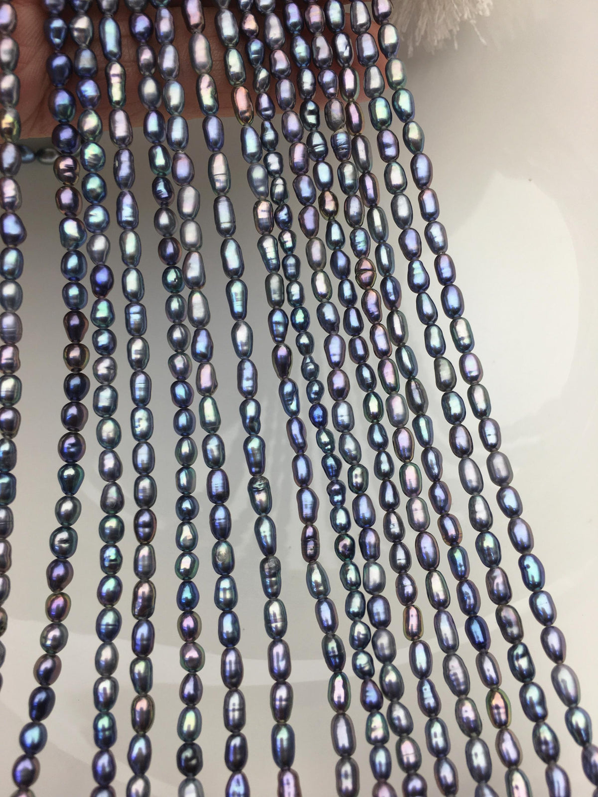 AAA 3-3.5mm black blue rainbow rice pearls,full strand,oval loose pearl beads,diy pearl,ultured pearl,diy pearl beads,LR3-3A-37