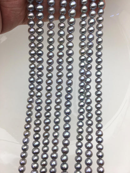 AAA 5-5.5mm gray near round freshwater pearls,RP5-3A-20