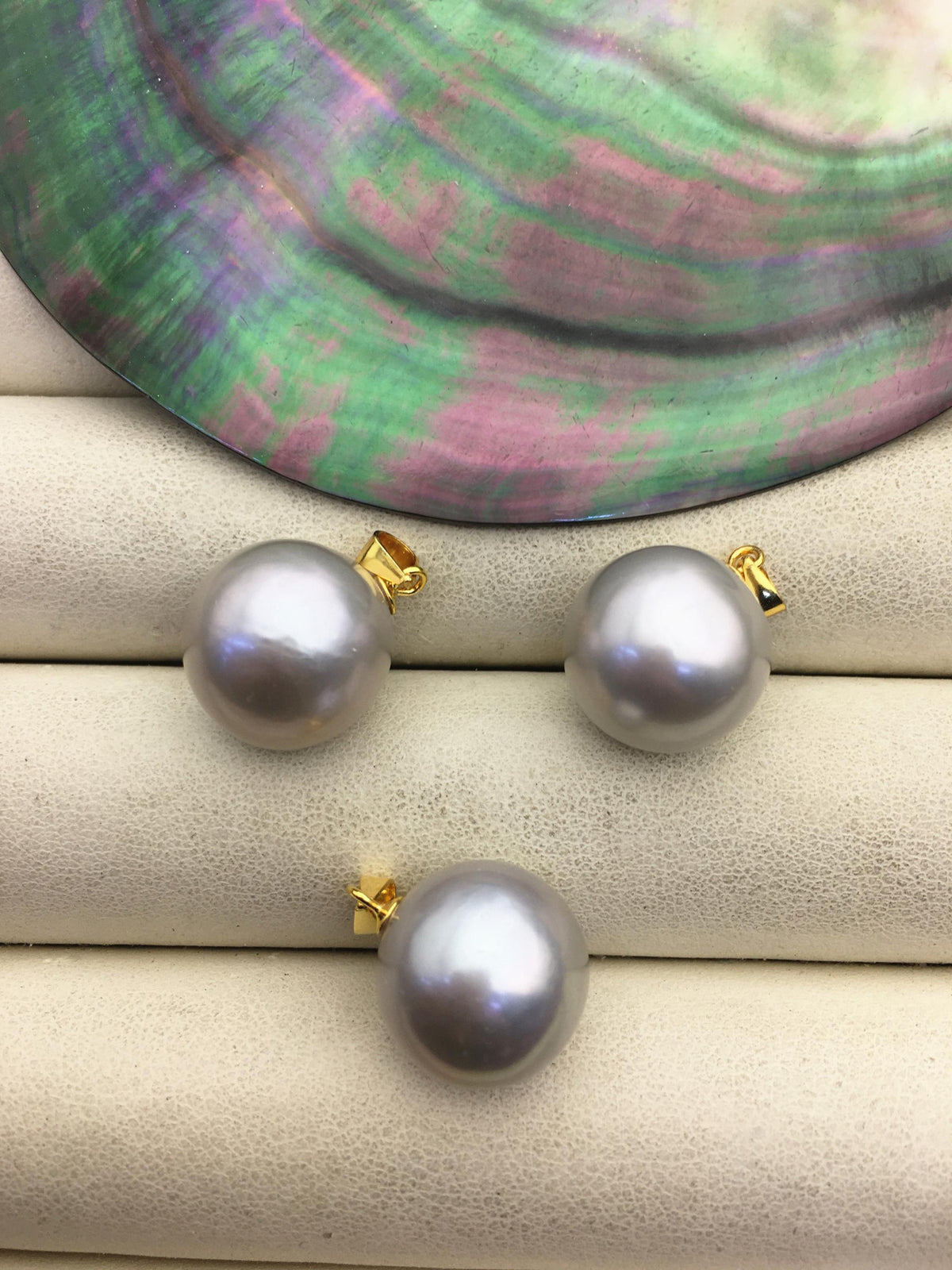 1pc AAA- 13-14mm big gray round freshwater pearl pendant,- NC1-027-1