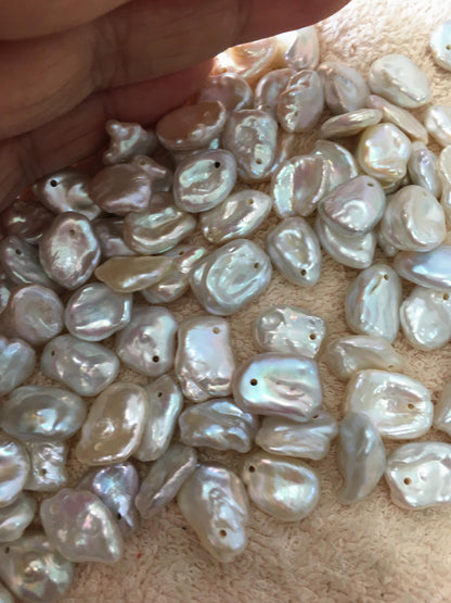 30pcs AAA 9-11mm white keshi freshwater pearls,side hole,ZS-127-T34