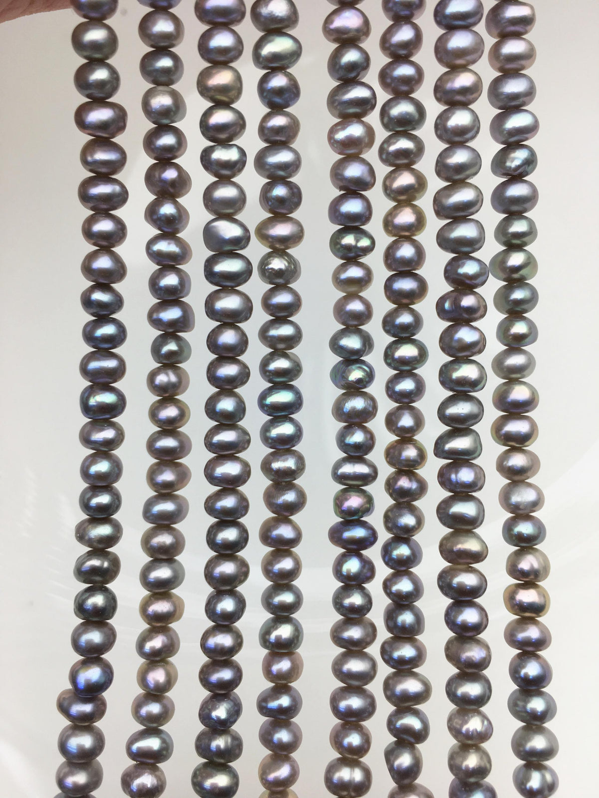 AA+ 4.5-5mm tiny gray button round freshwater pearls,Rondelle pearl Beads,white loose pearl strands,SM4-2A-21