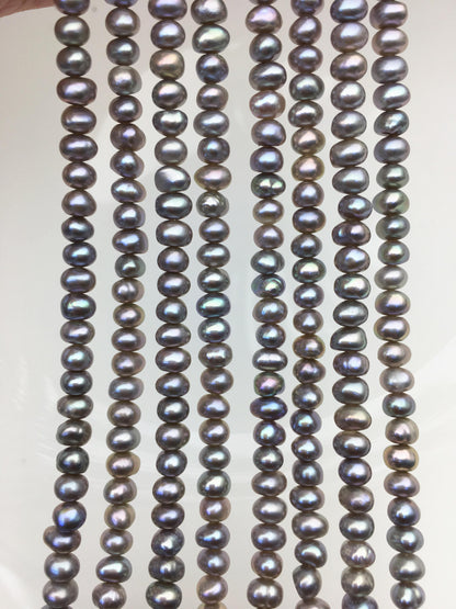 AA+ 4.5-5mm tiny gray button round freshwater pearls,Rondelle pearl Beads,white loose pearl strands,SM4-2A-21