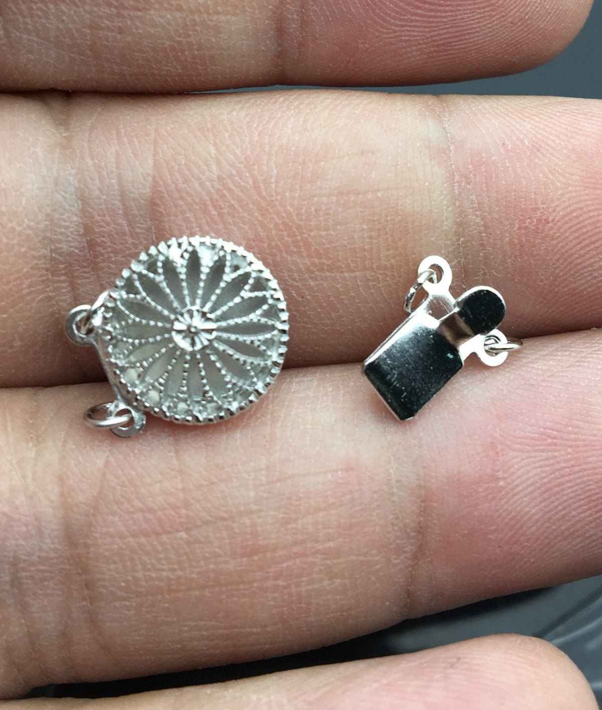 11.5mm Two Rows 925 sterling silver flower clasp, 2 strand clasp, push-in pearl clasp,necklace clasp,fashion jewelry findings, ASL-CL-016