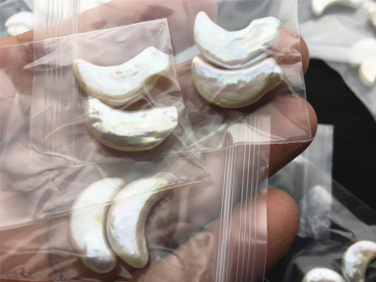 1 pair AAA 8-9x16-18mm White Moon Banana Shape Freshwater Pearl White loose Beads Pair,wholesale,ZS-103-37-6