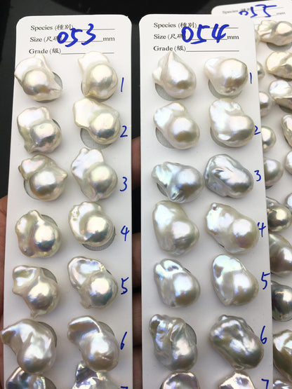 1 pair AAA 13-16x19-25mm White Flame ball Pearl Pairs - 0.9mm top half hole,large Baroque freshwater pearl pairs,FL15-3A-8-39