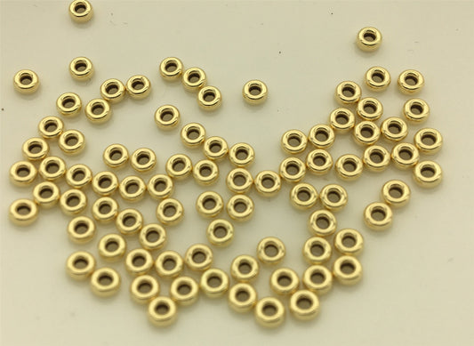 18k Solid Yellow Gold Round Spacer Rondelle Beads, 2.5mm 3mm 18k Solid Gold Beads, ASG-PJ-003