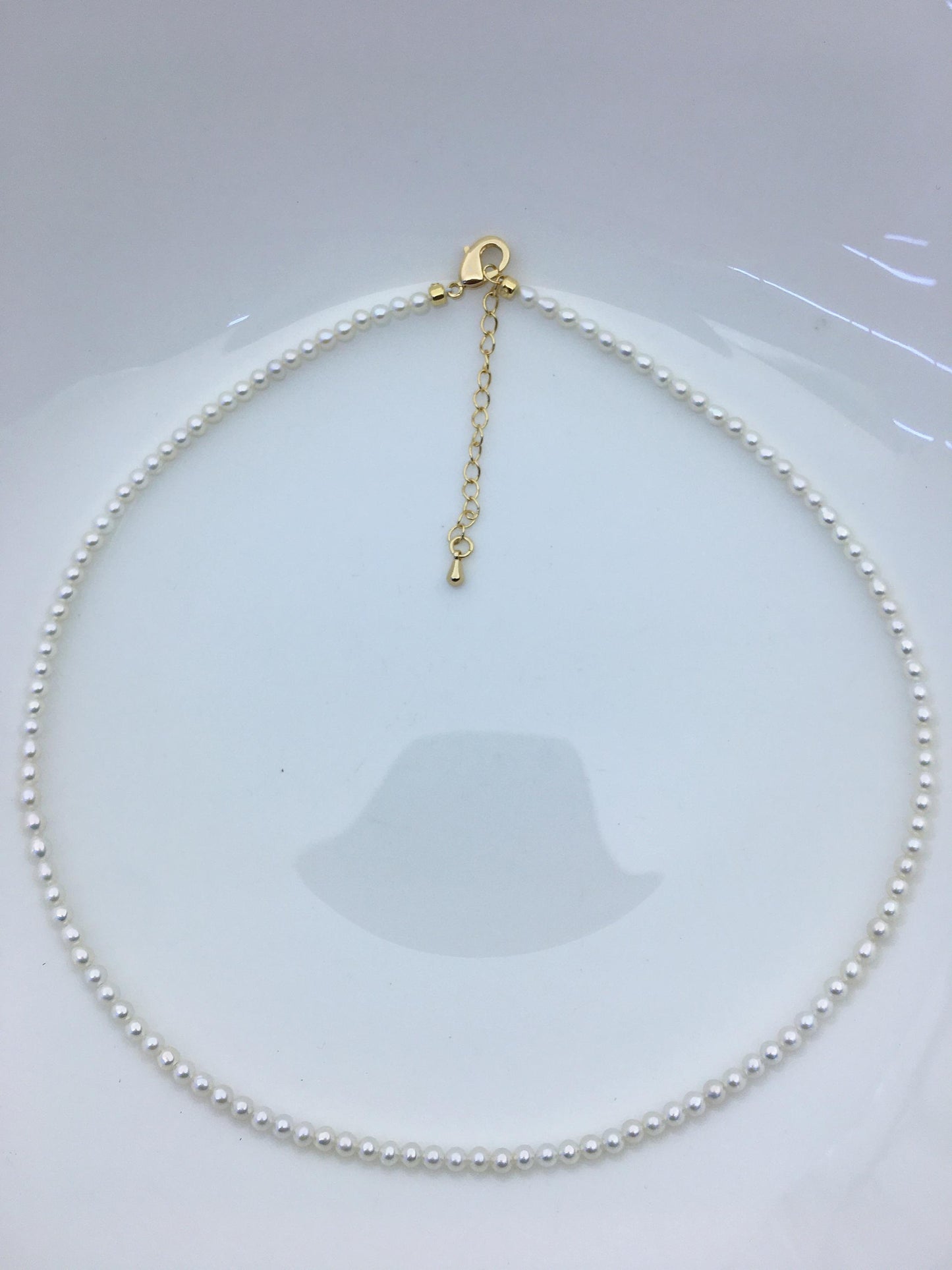 16+2'' AAA 3-3.5mm white tiny small near round pearl choker Necklace,Wedding Necklace, Love, Mothers Day,Happiness,wholesale,NPN1-T1