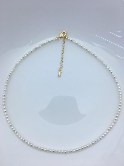 16+2'' AAA 3-3.5mm white tiny small near round pearl choker Necklace,Wedding Necklace, Love, Mothers Day,Happiness,wholesale,NPN1-T1