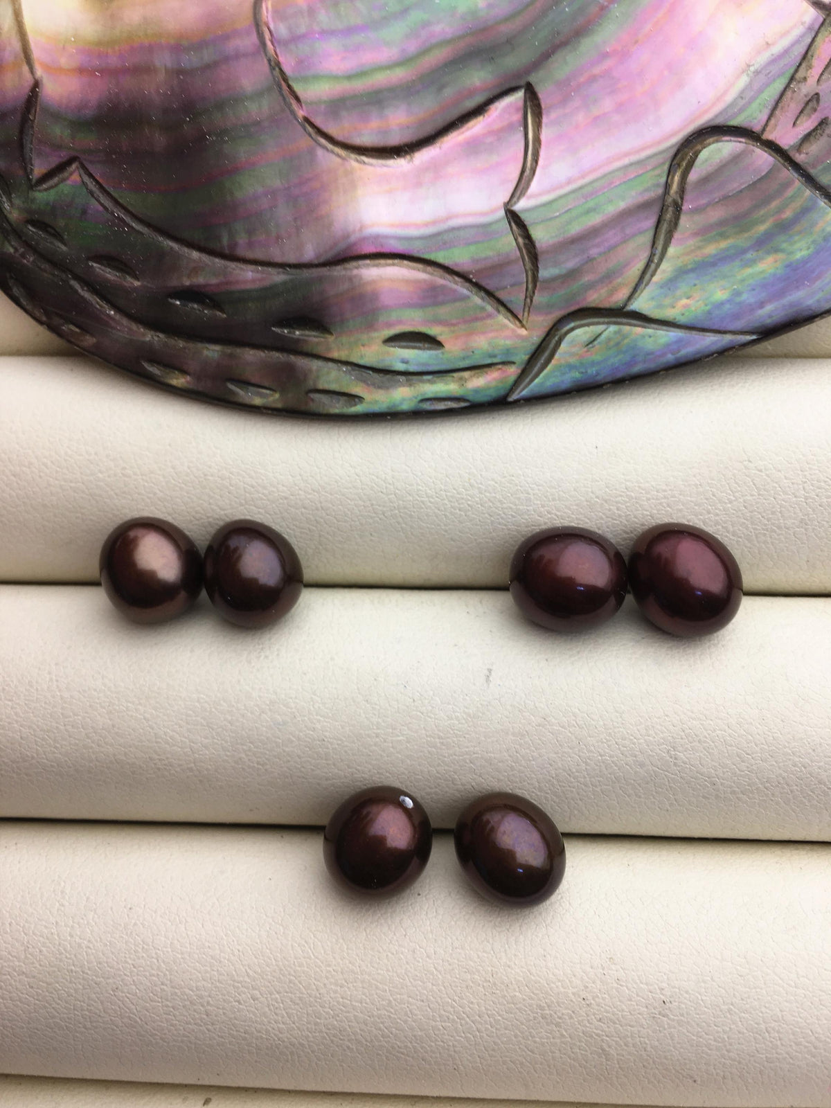 2 pairs AAA 8-9mm brown rice freshwater pearls pairs, top half hole ,for dangle pearl earrings,LR8-T11