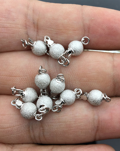 6/8/10mm Sterling Sliver Frosted Bead Safety Clasp,S925 sterling silver,Select Size,WHOLESALE,ASL-CL-003