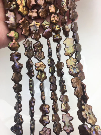 AA 10-12mm brown plum blossom Freshwater Pearl,ZS-119-27