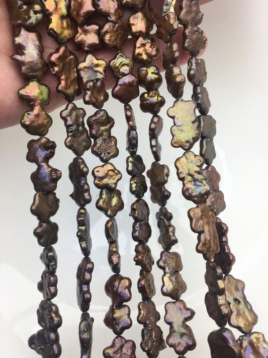AA 10-12mm brown plum blossom Freshwater Pearl,ZS-119-27