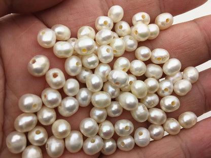 50pcs AA 6-6.5mm 1.6mm large hole white potato freshwater pearl,wholesale,fresh water loose pearl string wholesale in bulk,CR6-2A-1