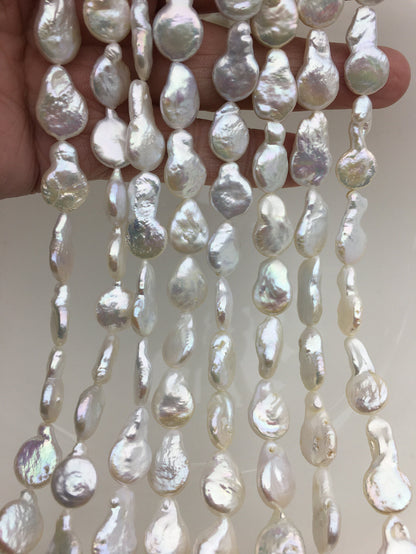 AA 11-12mm White Tail Drop Coin freshwater pearls,diy bead,COIN12-2A-2-23