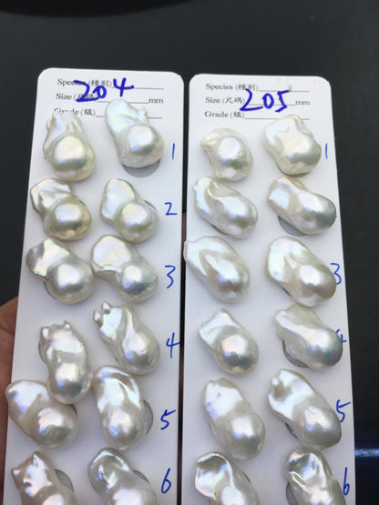 AAA 13-15x18-22mm White Flame ball Pearl Pairs - large Baroque freshwater pearl pairs,top half hole,FL15-3A-8-78