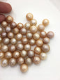 Shine!1pc AA+ 11-13mm Peach Pink Near Round Carved Freshwater Pearl - no hole - Hand Carved - CAC-FLW-8-2