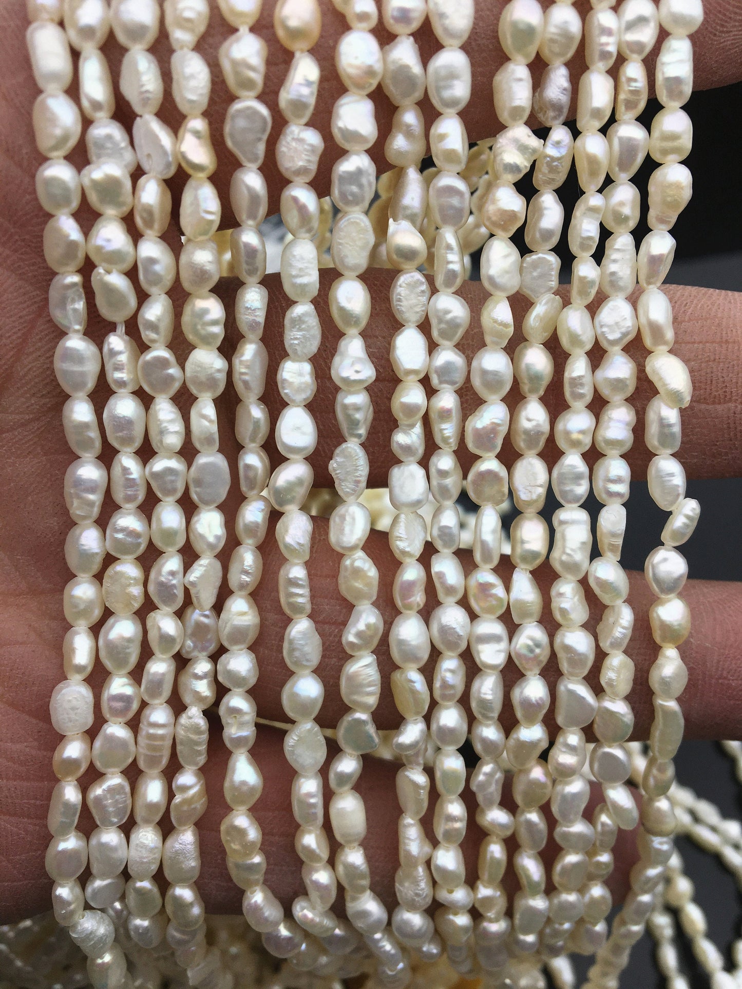 3 strands AA 4.5-5mm Tiny white nugget freshwater pearls,irregular nugget freshwater pearl strand,LM4-2A-1