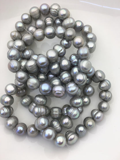 1pc 7 inches 11mm Gray Freshwater pearl Elastic string Bracelet,B8-013