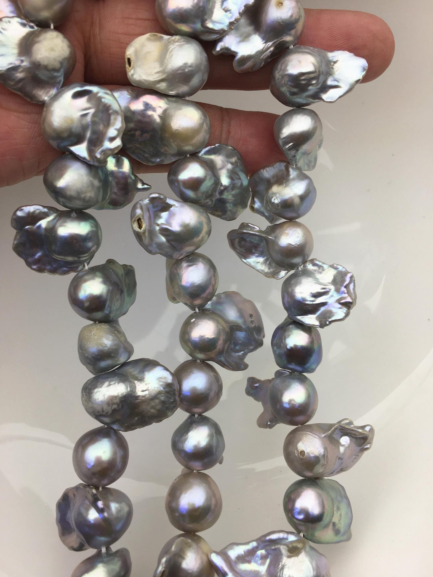 15.5'' A 12-15mm gray flame ball pearl,FL15-2A-5-57