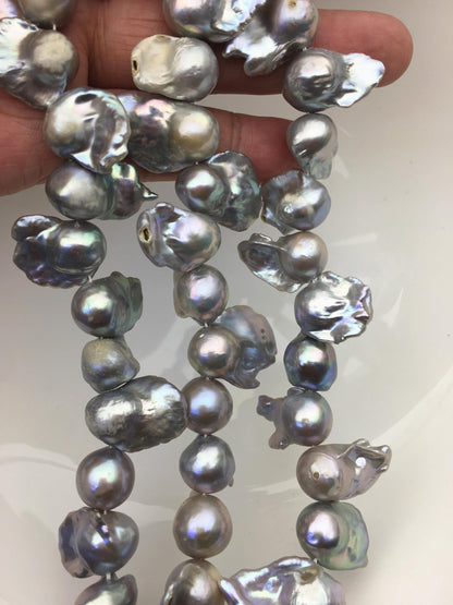 15.5'' A 12-15mm gray flame ball pearl,FL15-2A-5-57