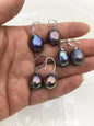 AAA 12-13mm black rainbow drop edison freshwater pearl dangle earrings,silver sterling sliver dangle earrings,SE3-T9-45