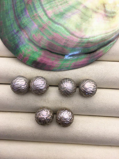 1 pair AAA 13-14mm Gray HandMade Carved Skull Freshwater Pearl Beads For Earrings,CAC-T25