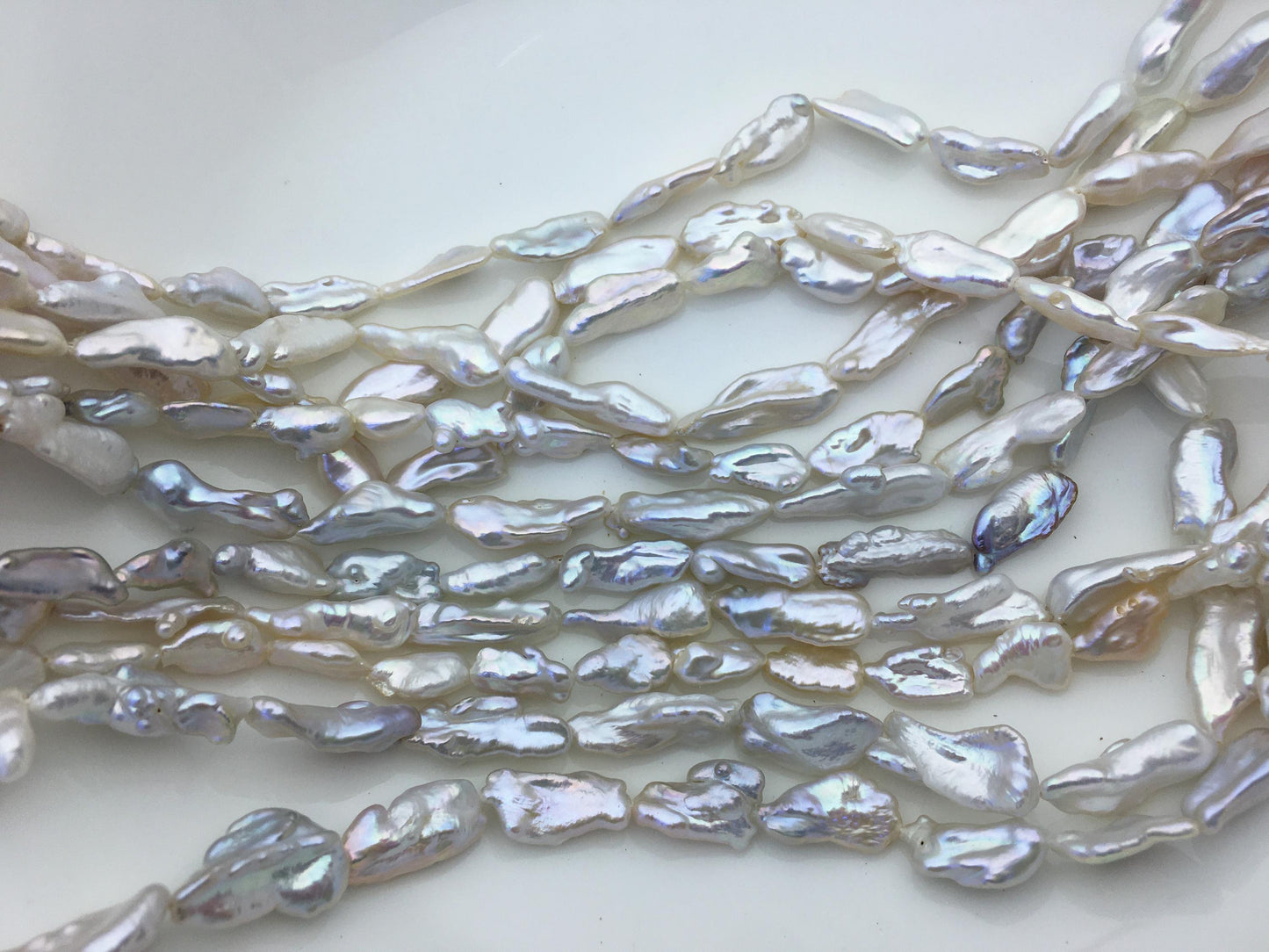 AAA 5-9mm white Keshi Biwa Pearl Necklace,ZS-200-120-19