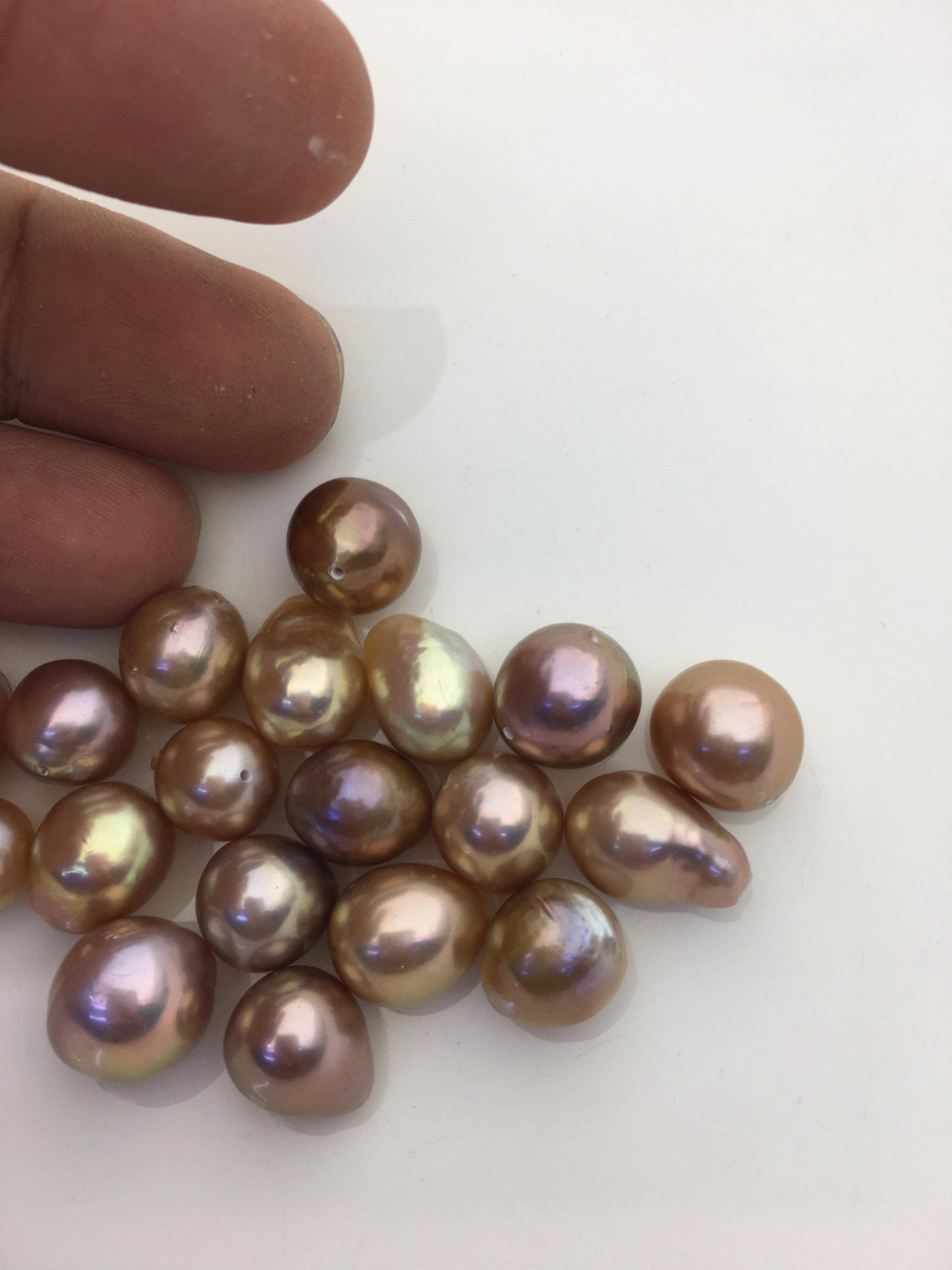 18pcs AAA 10-11mm Natural Rainbow teardrop Edison Freshwater Pearl,top half hole,ED10-3A-2-29
