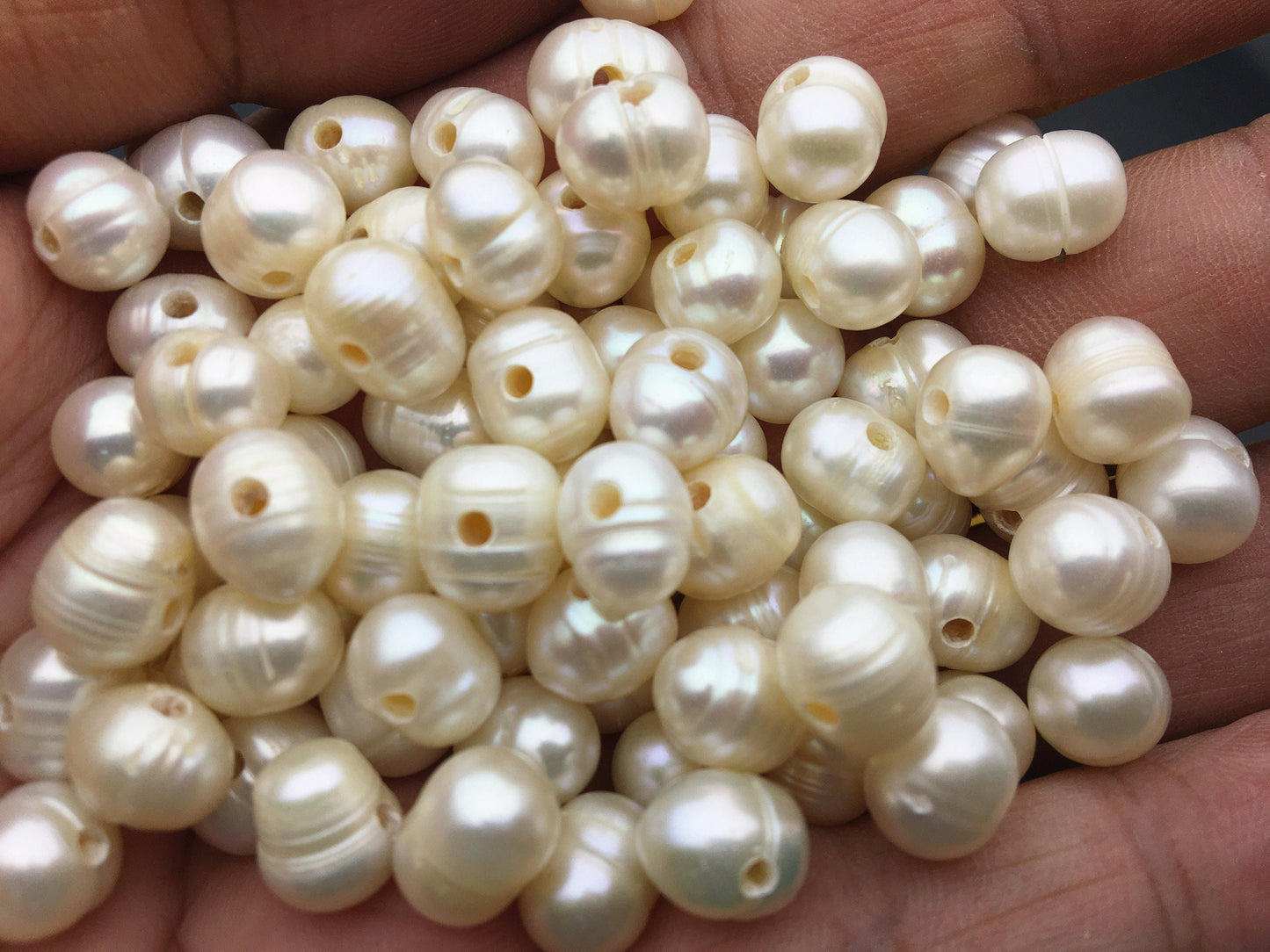 30pcs AA 8-9mm white 1.6mm large hole potato freshwater pearls,CR8-2A-8