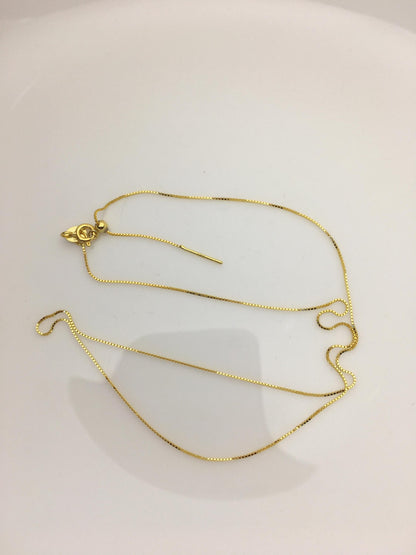 18'' Adjust s925 Sterling Silver Gold Color 0.6mm Box chain Necklace With adjust Clasp,ASL-NC-4