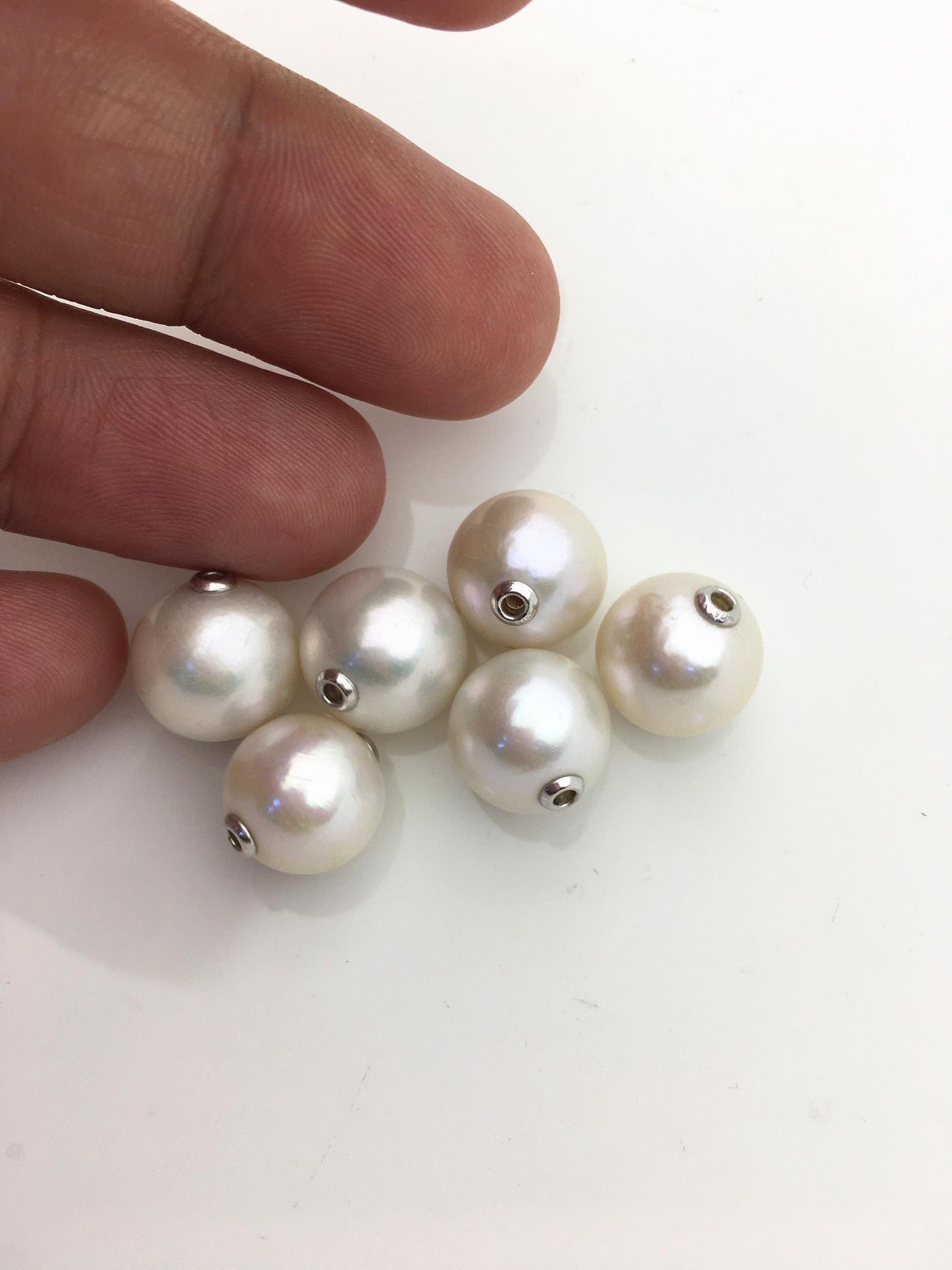 1pc AA+ 11-15mm Sterling Silver White Round Edison Pearl Pendant,NC1-011
