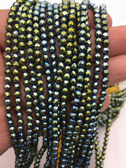 Hematite Green Rainbow,4mm Round Beads,AAA,105 beads,15.5 inches,G50-R4-006