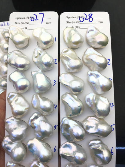 1 pair AAA 15-18x20-27mm White Flame ball Pearl Pairs - large Baroque freshwater pearl pairs,Fire Ball Pearl,FL15-3A-8-32