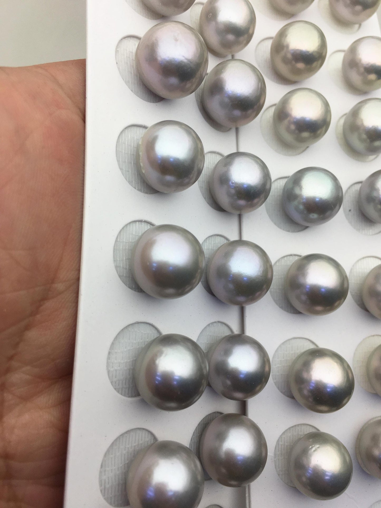 1 pair AAA 14-15mm Gray Round edison freshwater pearl,half hole, RP14-3A-1