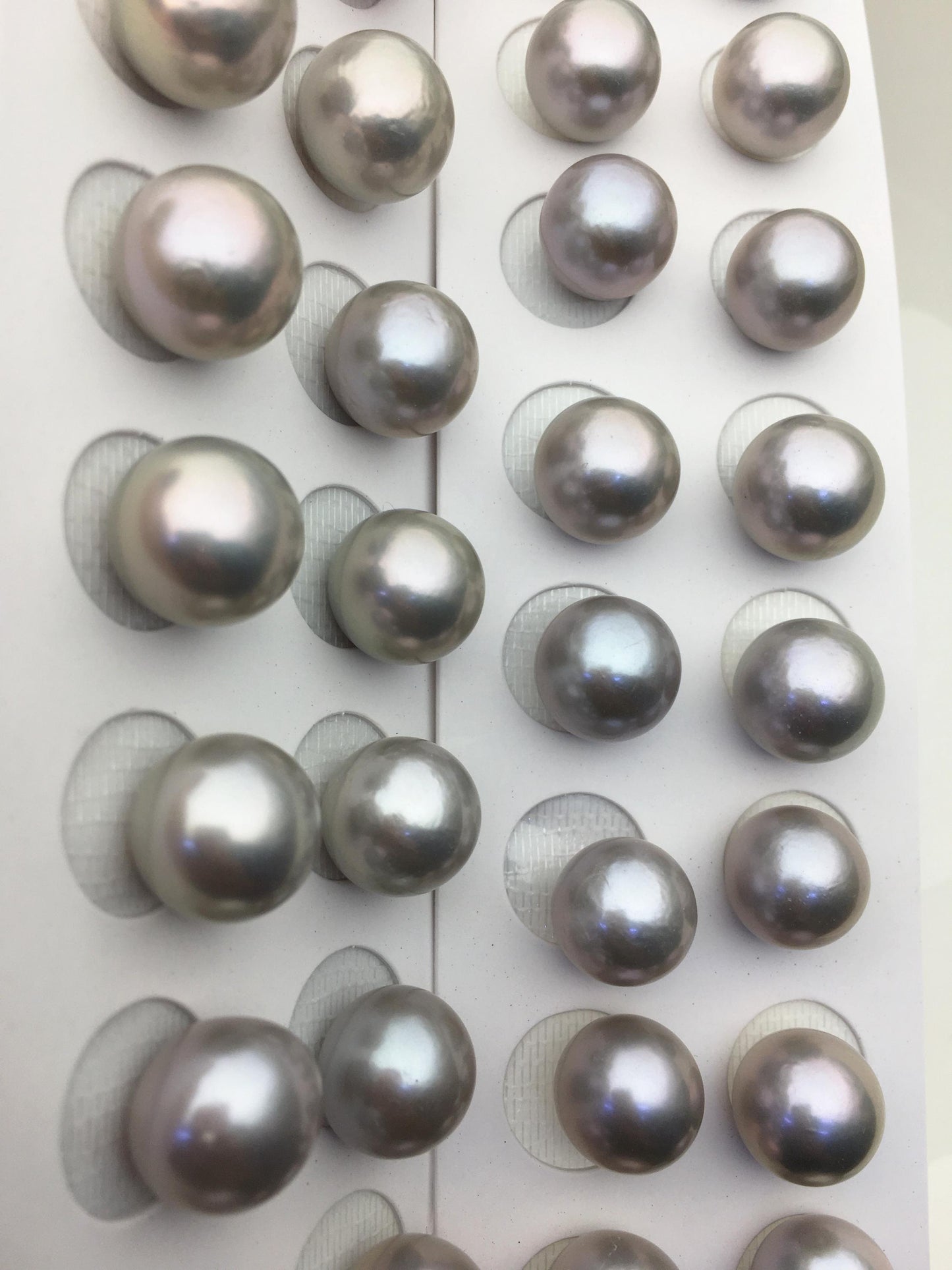 2 pairs AAA 13-14mm Gray Round edison freshwater pearl,half hole, RP13-3A-8