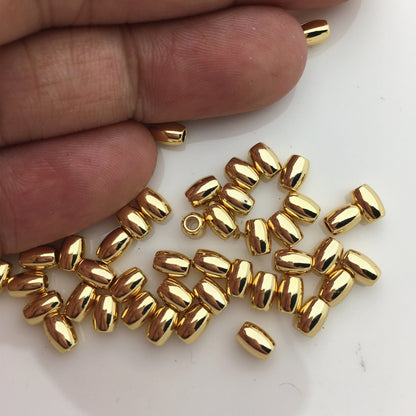 20pcs 4x5.5mm Yellow Gold Ellipse Gold Beads,copper plated 18k solid gold,AAL-003-11