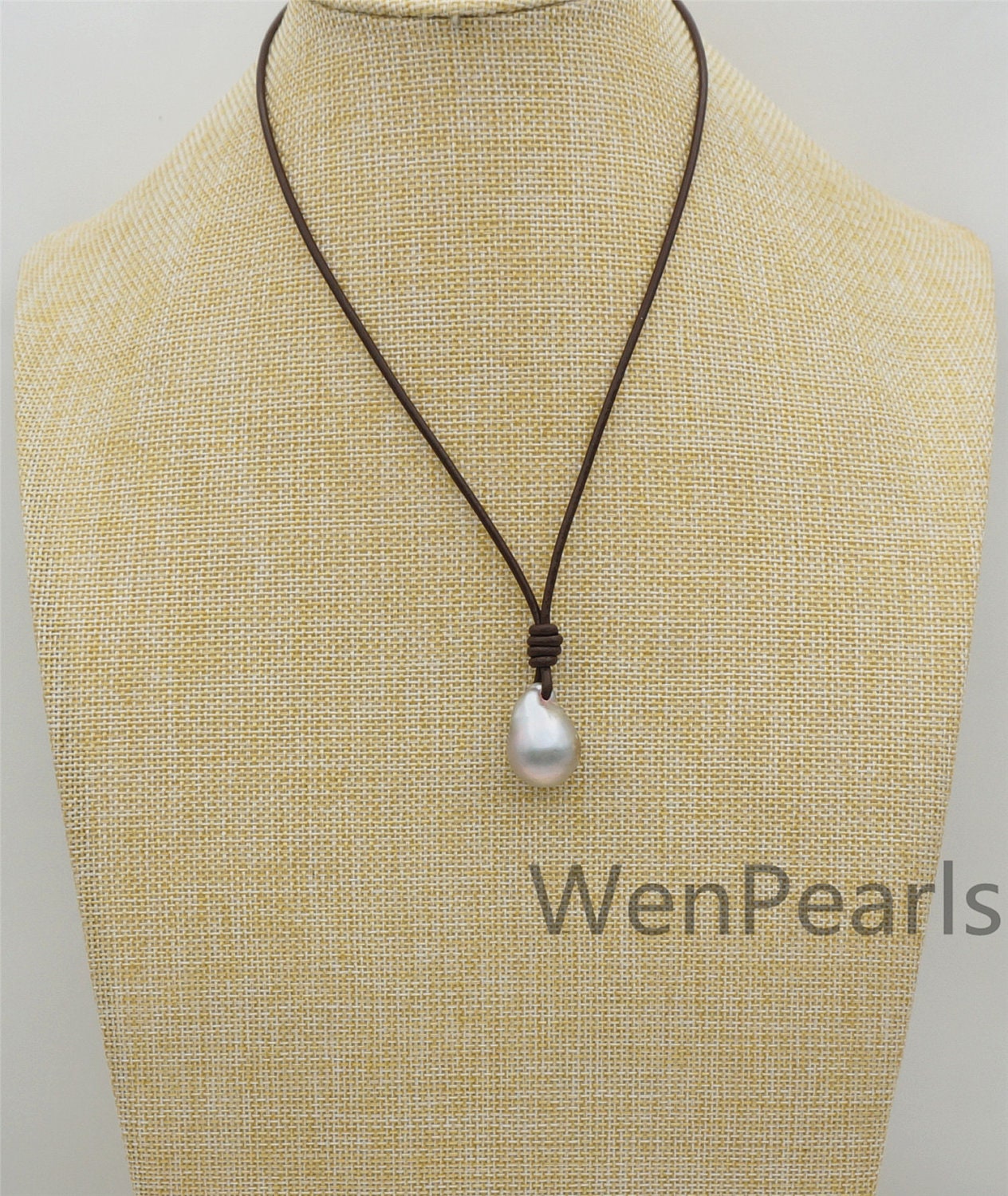 Gray Flameball pearl and leather necklace,Baroque Freshwater Pearl Drop Necklace,Flaming ball pearl necklace,wholesale,Le4-057