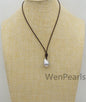 Gray Flameball pearl and leather necklace,Baroque Freshwater Pearl Drop Necklace,Flaming ball pearl necklace,wholesale,Le4-057