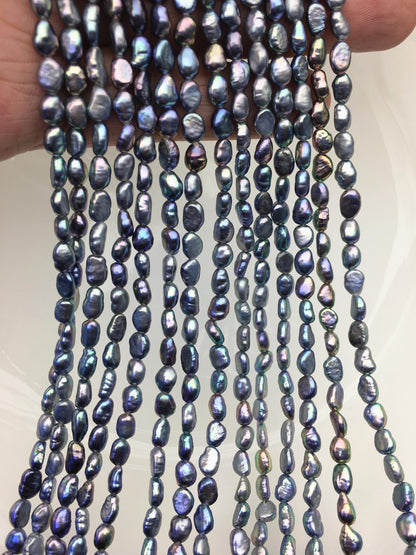 AAA- 4-5mm black blue nugget freshwater pearls,irregular nugget freshwater pearl strand,LM4-3A-6