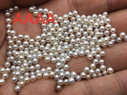 10pcs AAAA 3-3.5mm ROUND seed pearl bead,tiny pearls,white freshwater round loose pearl wholesale,no hole,half drilled,RP3-4A-1