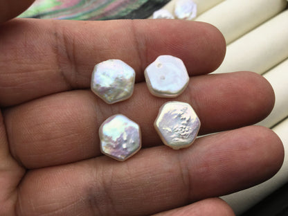 1 pair AA+ 11-12mm White pentagon Freshwater Pearl White loose Beads Pair,wholesale,ZS-103-37-30