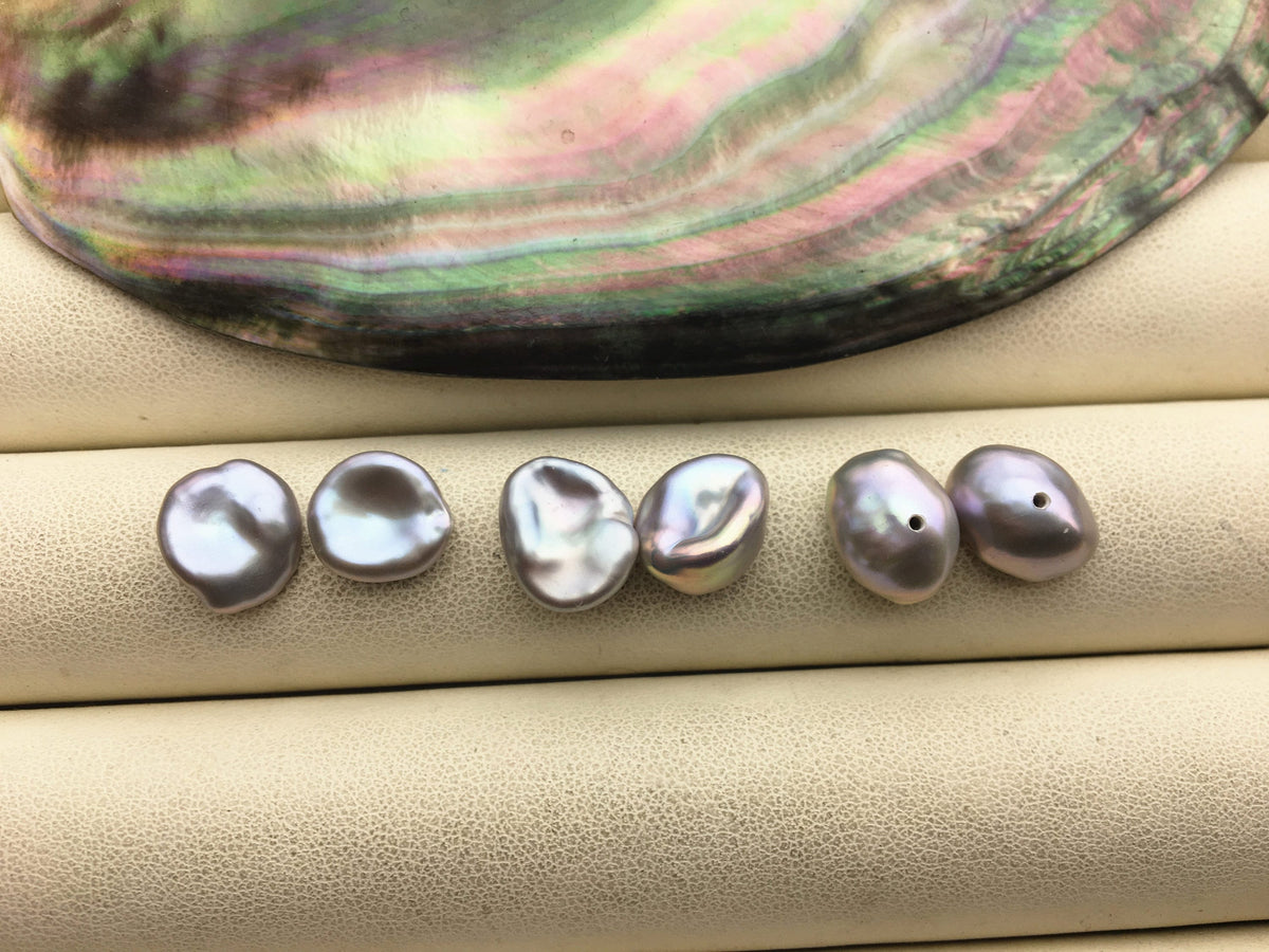 AAA 9-10mm Gray keshi pearls Pair,for make stud earrings,baroque pearl,loose pearl beads,very high luster,ZS-127-62-25
