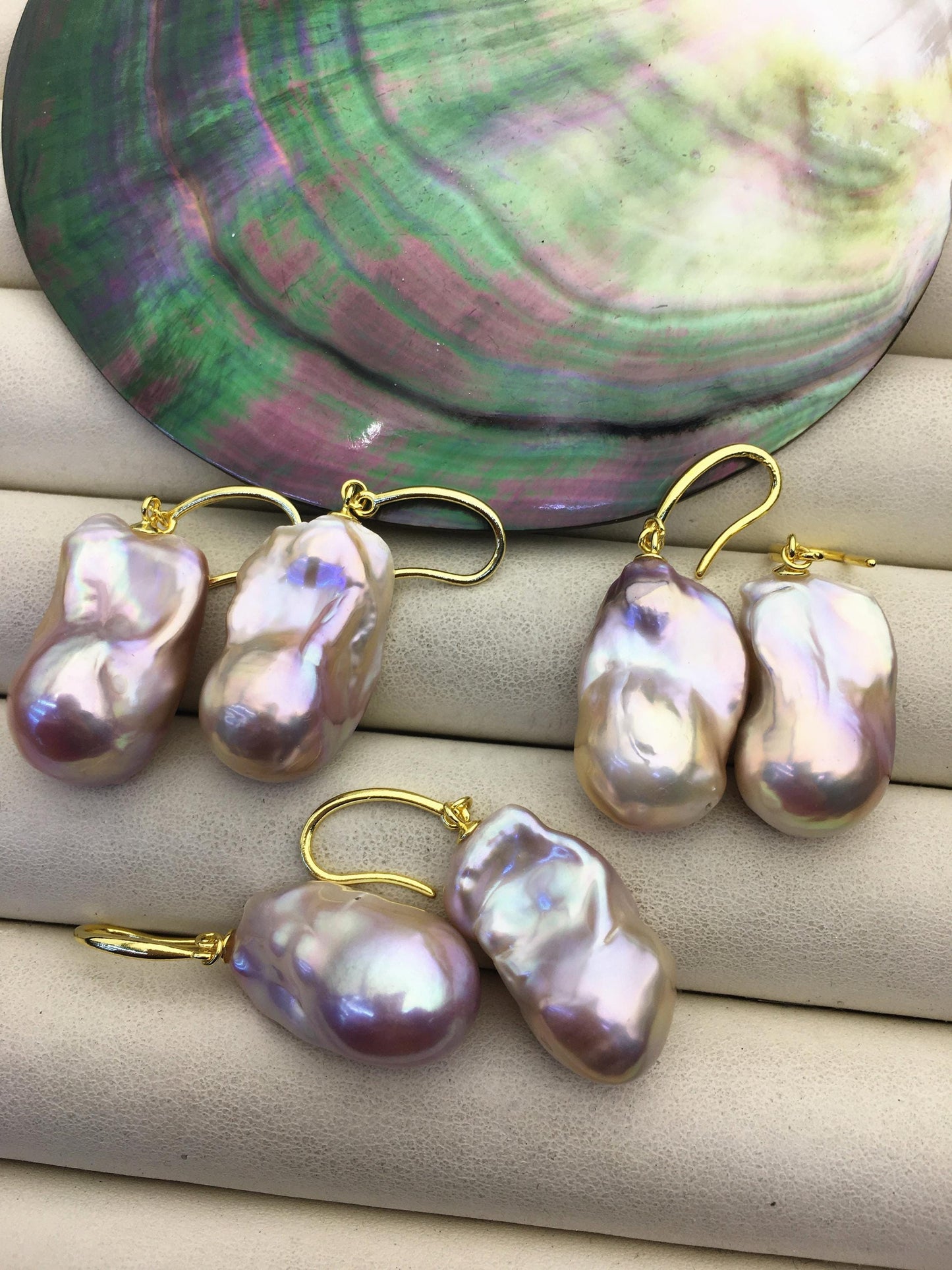 1 pair AAA 13-18mm natural purple flame ball pearl dangle earrings,gold sterling silver earrings,SE3-031-15