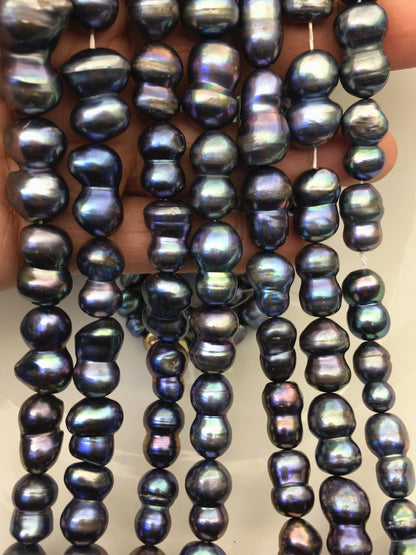 AA+ 9-12mm blue black Gourd baroque pearls, Baroque Gourd,DIY,high luster,ZS-114-1