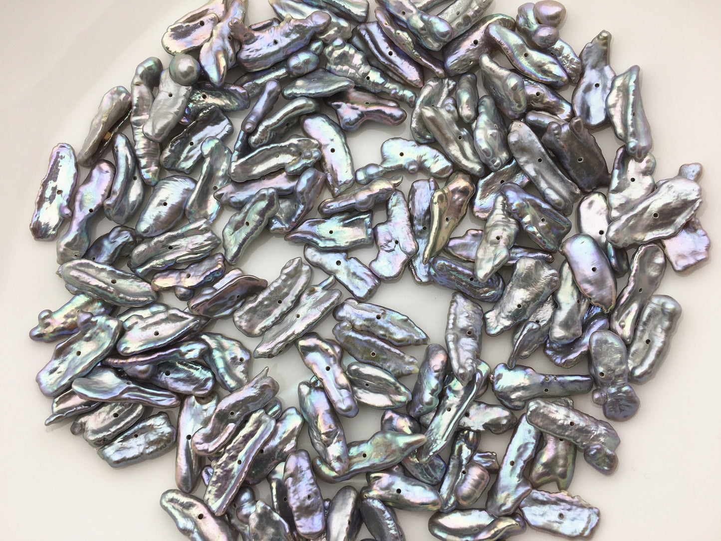 20pcs AA+ 6-8mm Gray Keshi Biwa keshi Freshwater Pearl,0.7mm center drill hole,ZS-T17