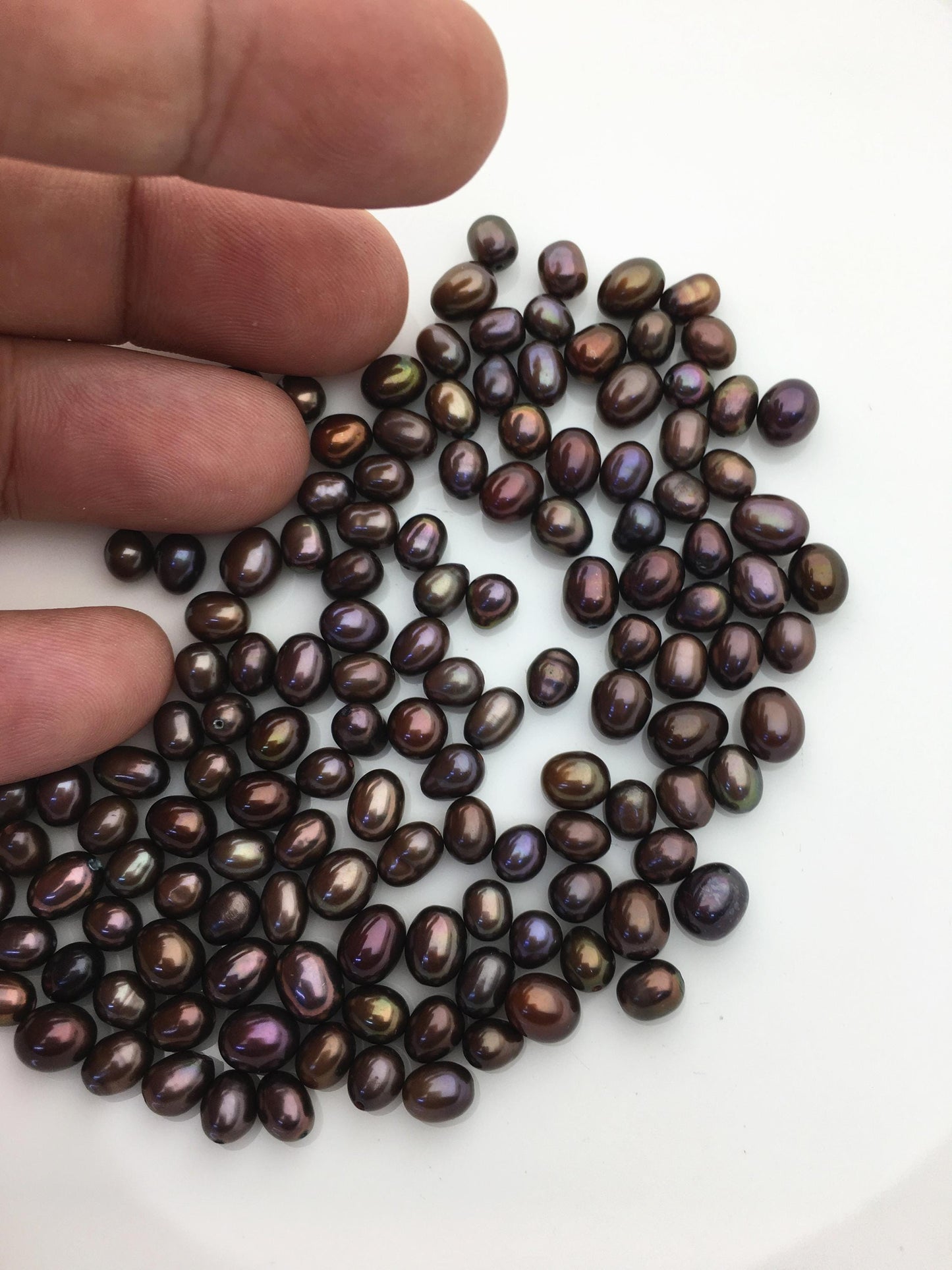 30pcs AAA 5-6mm brown rice freshwater pearl beads,loose freshwater pearl,0.9mm top half hole,LR5-T3